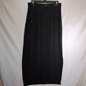 Ischiko High Waisted Long Maxi One Pocket Split in back Women Black Shirt Size40